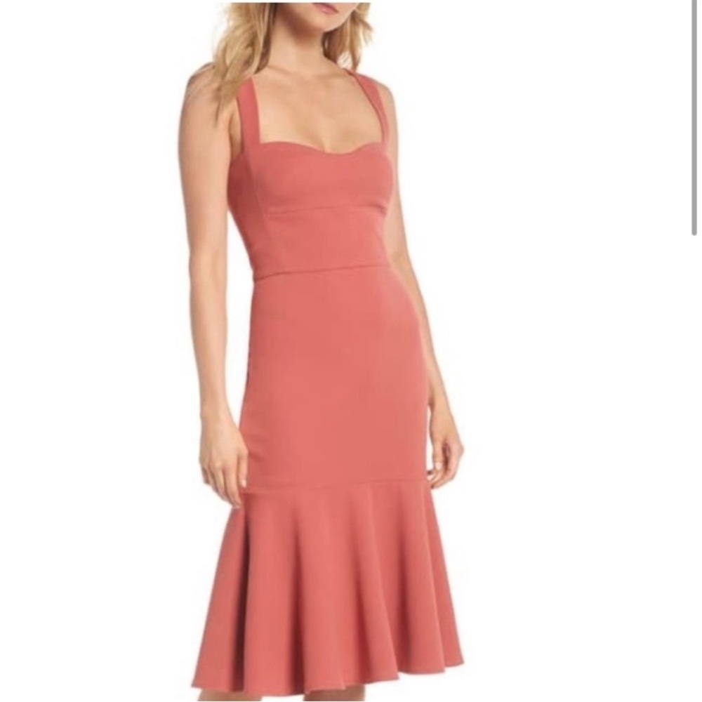 Gal Meets Glam Cross Strap Rae MIDI Dress in Rose Size 2